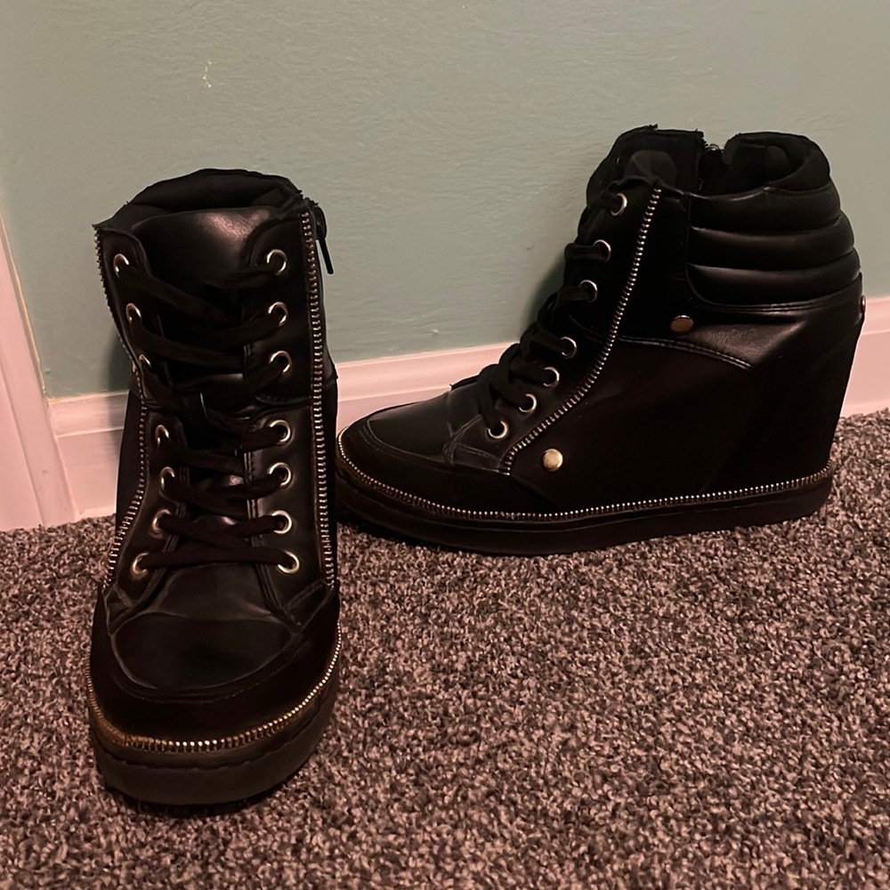 Aldo black wedge sneakers size 9 - gently used.